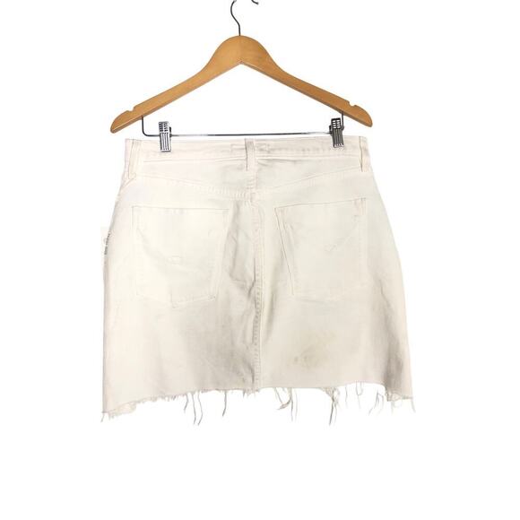 Hudson The Viper Jean Skirt Denim High Rise Raw Hem Mini Spring White NWT 31 - Picture 6 of 13